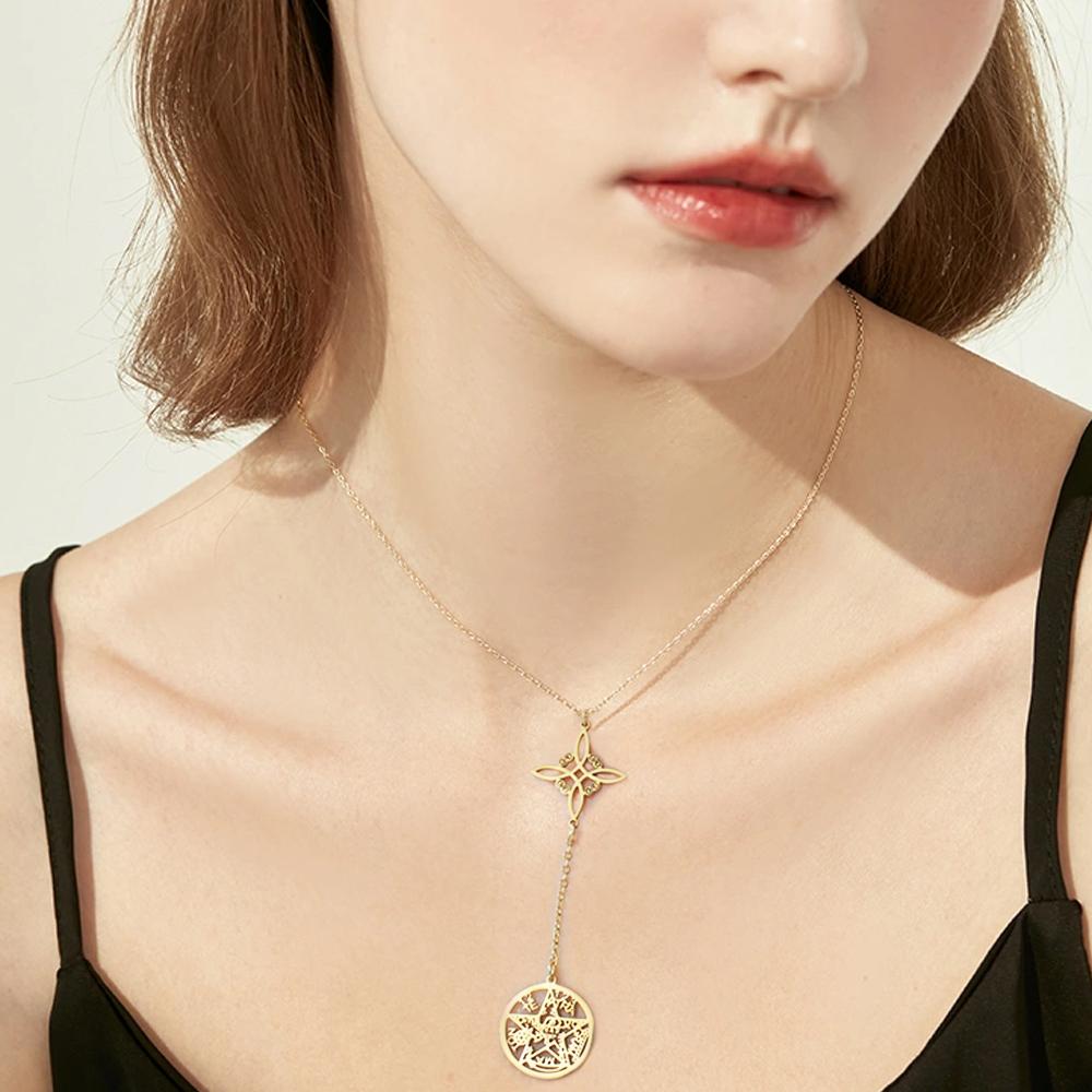 Wicca Tetragrammaton Pentakel Halskette Edelstahl Heiliger Hexenknoten Anhänger Kette Salomos Siegel Amulett Schmuck Geschenke