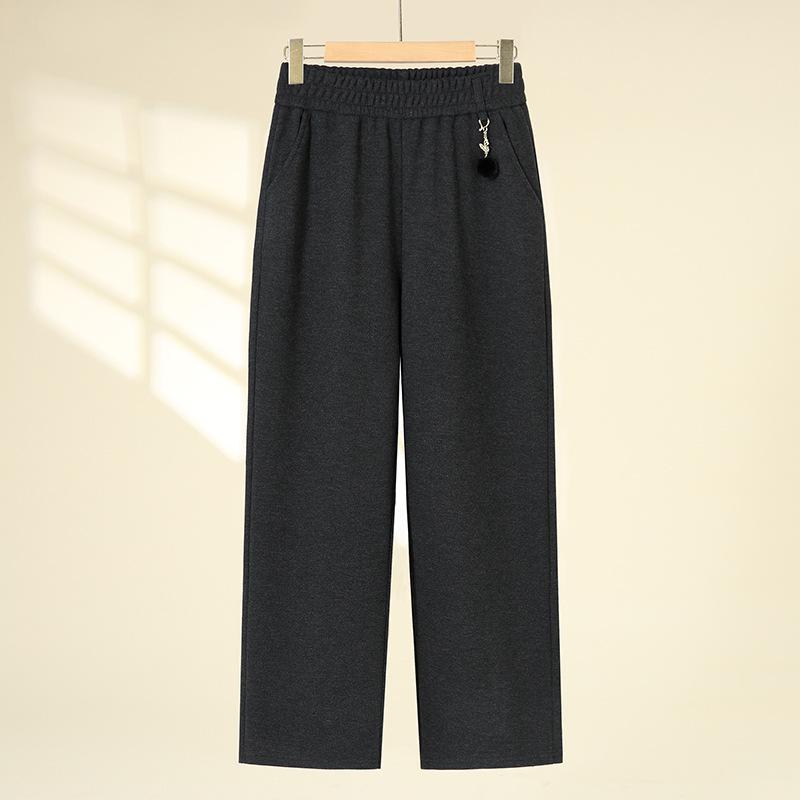 

Elegant High-Waisted Straight-Leg Pants for Women: Slimming Spring Style, Flaw-Hiding, Casual Long Pants for Middle-Aged & Elderly XL (for 90-105 jin)