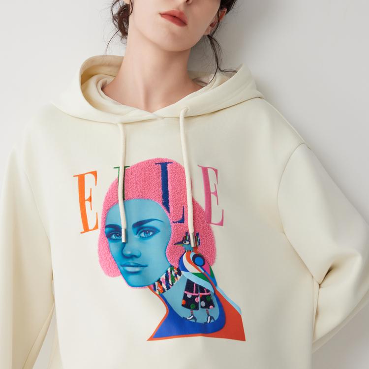 ELLE French Fashion Design Hooded Casual Long Sleeve Sweatshirt Women sweatshirt L8AWH157