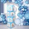 4pcs Blue Baby Shower Box Baby Balloon Box 1st Birthday Party Decor Kids Teddy Bear Baby Shower Boy Girl Gender Reveal Decor