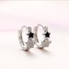 Huitan New Women Star Hoop Earrings with Shiny CZ Delicate Black Star Enamel Circle Earrings Birthday Girl Gift Fashion Zircon