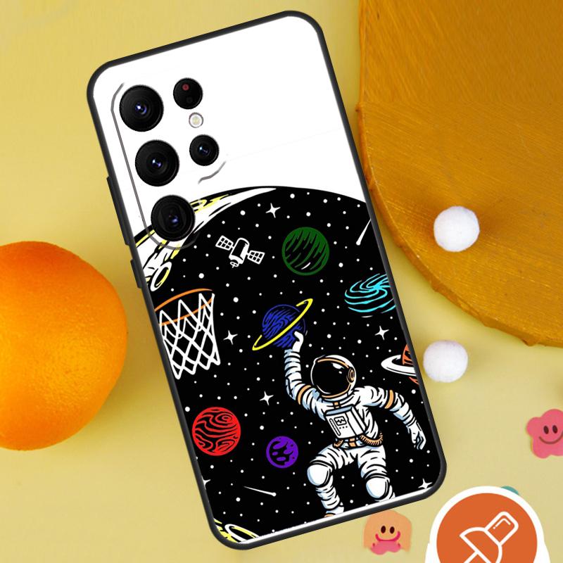 Astronaut Slam Dunk Basketball Phone Case For Samsung Galaxy S25 Ultra S23 S22 S21 Ultra S9 S10 S20 Plus S24 FE Funda Cover