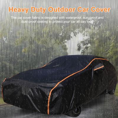 Car Cover with Reflective Strips Anti-UV Simple Installation Heavy Duty Outdoor Rain Sun
