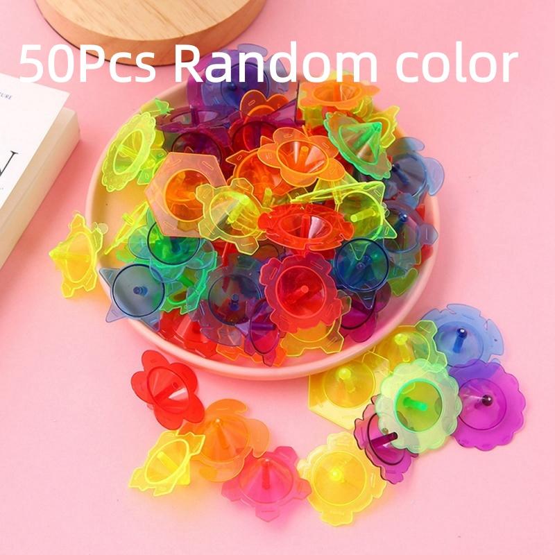 50Pcs Colorful Transparent Mini Gyro Toy Suitable Kids Party Birthday Gift Pinata Filler Classroom Kindergarten Prize Gift Pack
