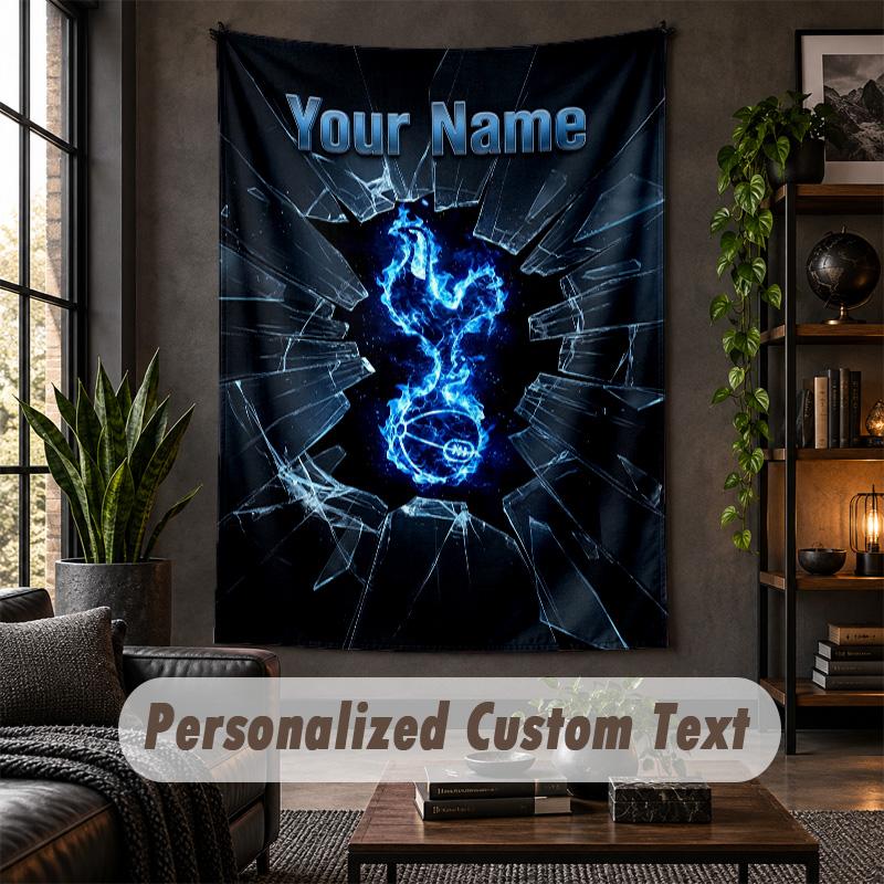 Tapeçaria de Parede Personalizada, Texto Personalizado do Tottenham Hotspur FC, Arte de Parede em Tecido Macio Para Decoração de Interiores
