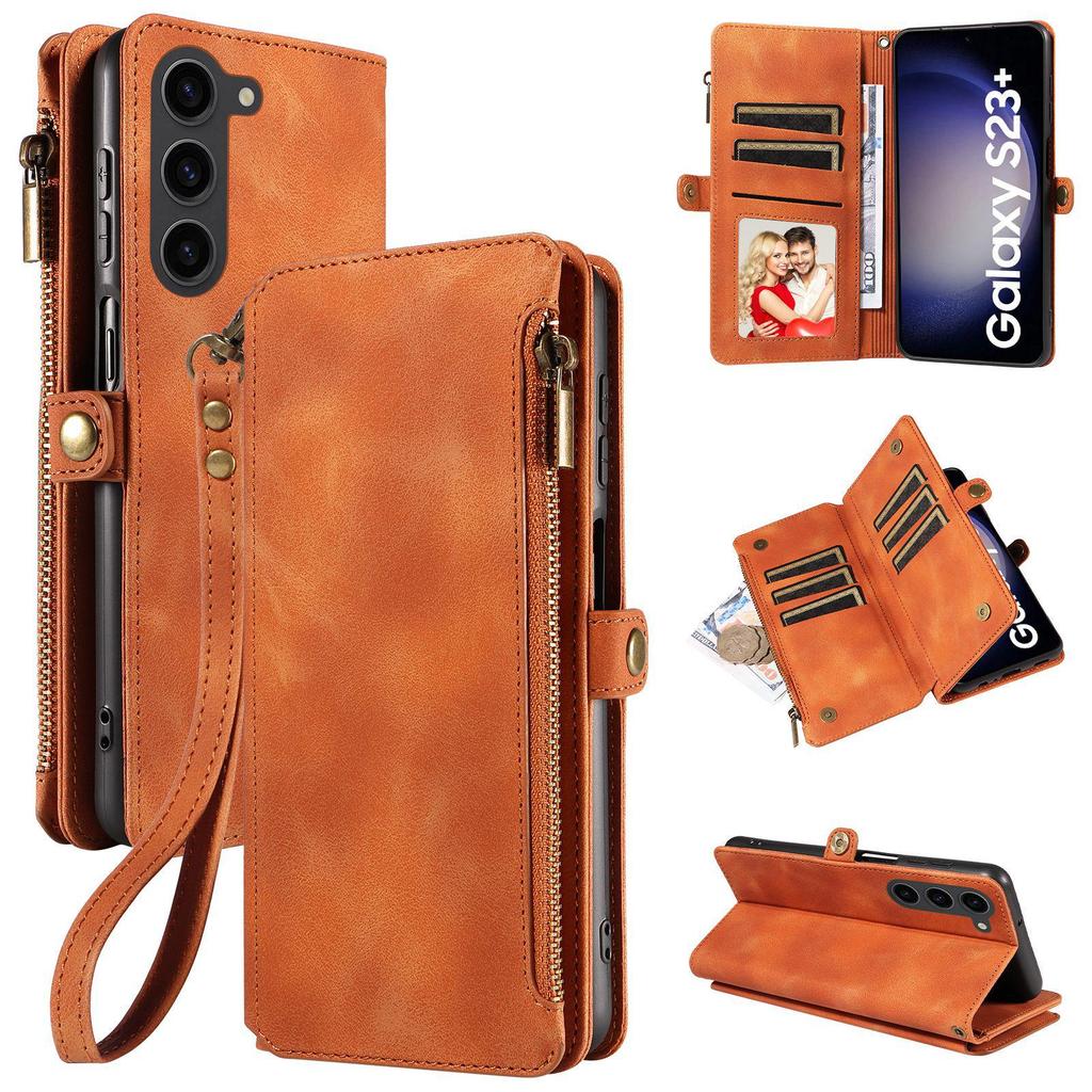 Ochranné kryty pro telefony S24 Plus, S23 FE, S22 Ultra a S21 s koženým zipem, peněženkou, flipem a možností business designu.