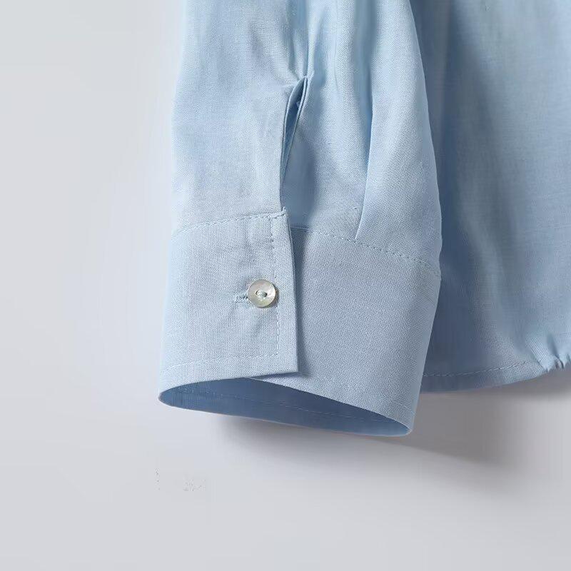 2025 Spring Women's Versatile Solid Color Single-Breasted Lapel Long-Sleeve Casual Commuter Shirt