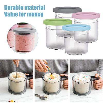 4Pcs Ice Cream Pints Cup Replacement for Cerami Breeze Containers Cups Compatible with NC299AM C300s Series Creamy Ninja Breeze Ice Cream Maker