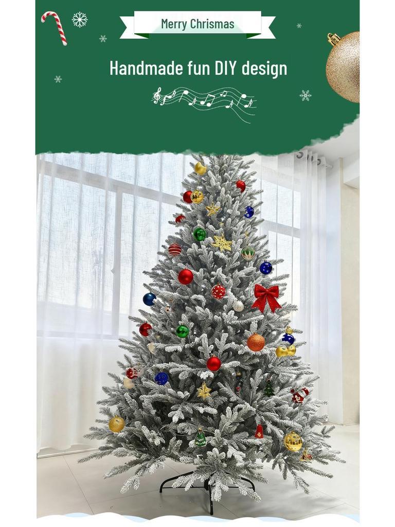 European Style Flocked Christmas Tree with Minimal Snow for Living Room Decor