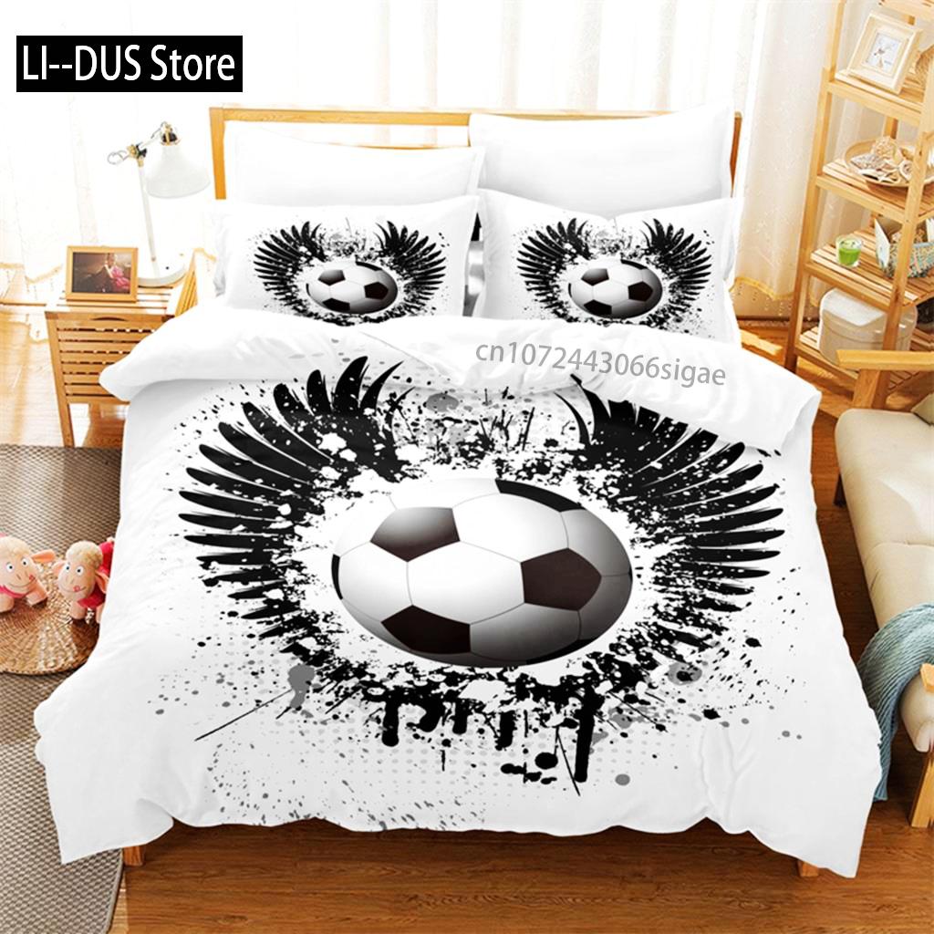 Football Bedding Set Competitive Sports Boy Duvet Cover Set King Quilt Cover Youth Children's Double Duvet Cover Bedding Set
