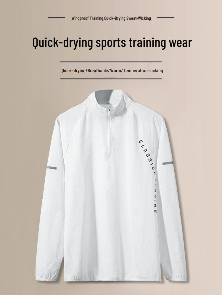 Men's Quick-Dry Half-Zip Long-Sleeve Athletic Shirt for Running and Cycling