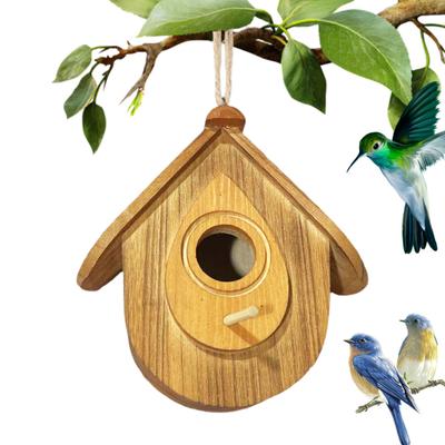 Casa para pájaros colgante de madera hecha a mano Casa para pájaros con marco A Decoración de jardín exterior Casa para pájaros para reyezuelos, carboneros, colibríes