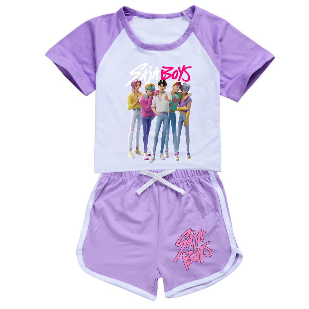 4986 Kids Girls Sajaboys POP Rumi Zoey Mira Print T-shirt Shorts Sport Tracksuit Clothes Set