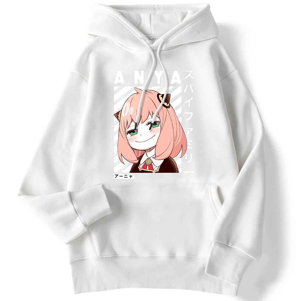 

Зимние женские толстовки с капюшоном Anime Anya-Spy X Family Art Printed Sweatshirt Drop Sleeves Pocket Top Strecth warm Funny Woman Streetwear 3XL