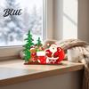 Easy Assembly Xmas Crafts Wooden Christmas Ornaments, Tabletop Decoration with Santa Claus Snowman Elk Window Display Props Designs for Home