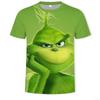 Nowy Świąteczny Kreskówkowy Zielony Futrzany Potwór Drukowany 3D Męski T-shirt z Krótkim Rękawem Świąteczny Grinch