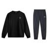 Li Ning Round Neck Pullover Printed Letter Comfortable Long Sleeve Sweatshirt Casual Sports Suit Men Sweatshirt, Bottoms Black AWDUF05-1+AYKT529-1