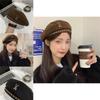 Cute Sweet Beret For Women In Chestnut Brown Or Black With Metal Chain Accent