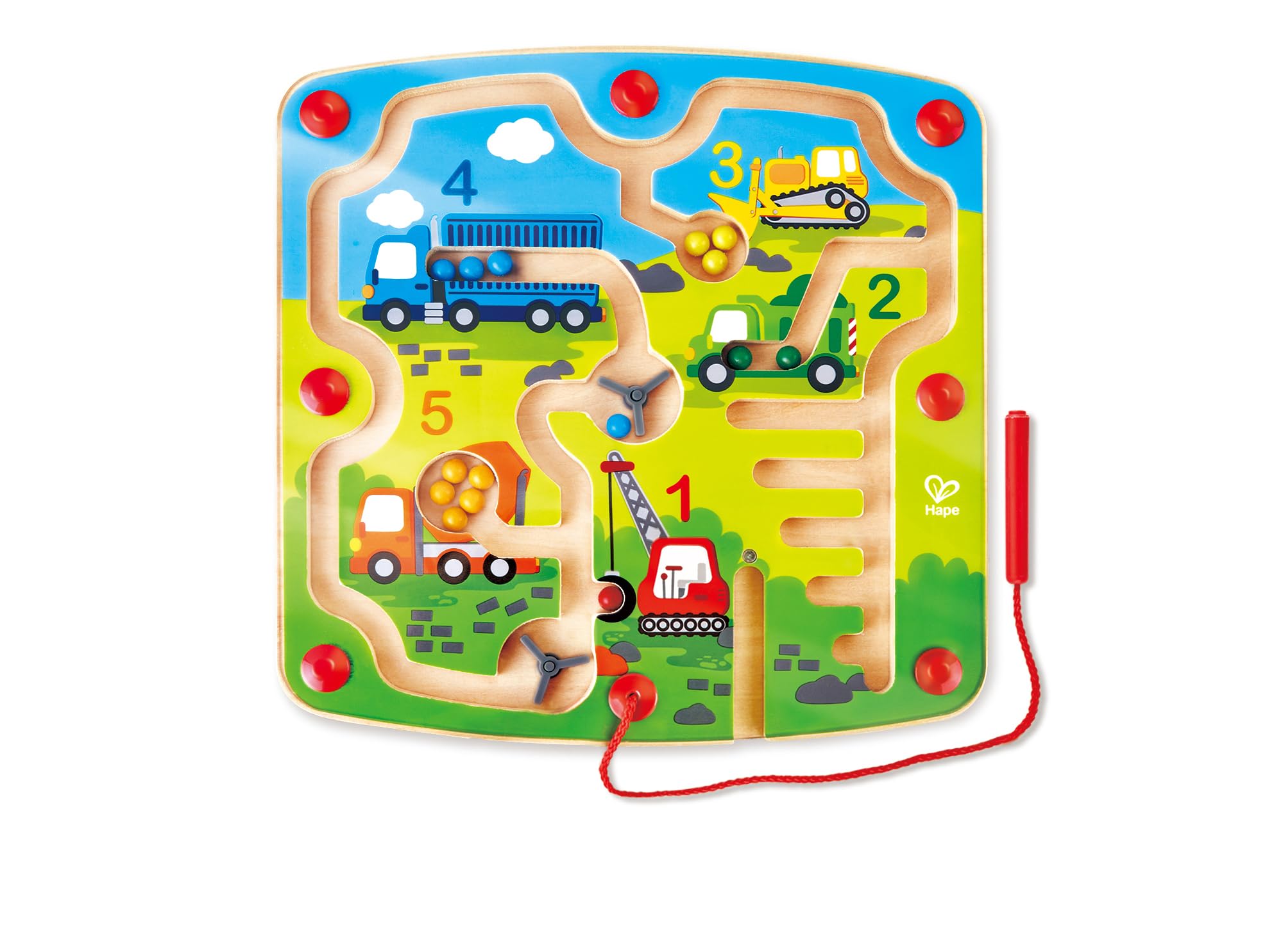 

Hape Working Car Rolling Maze, 24.7 x 24.7 x 2.1 cm, Ages 3 and Up, Wooden Pretend Play Toy, E1713