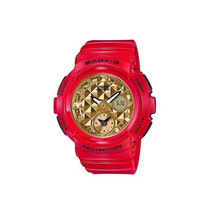 CASIO BABY G Collection Quartz Movement Resin Strap Watch Women s Watch Gold Dial BGA-195VLA-4A Red Strap