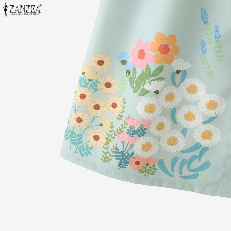 ZANZEA Women Loose Elastic Waist Casual Floral Print Skirts