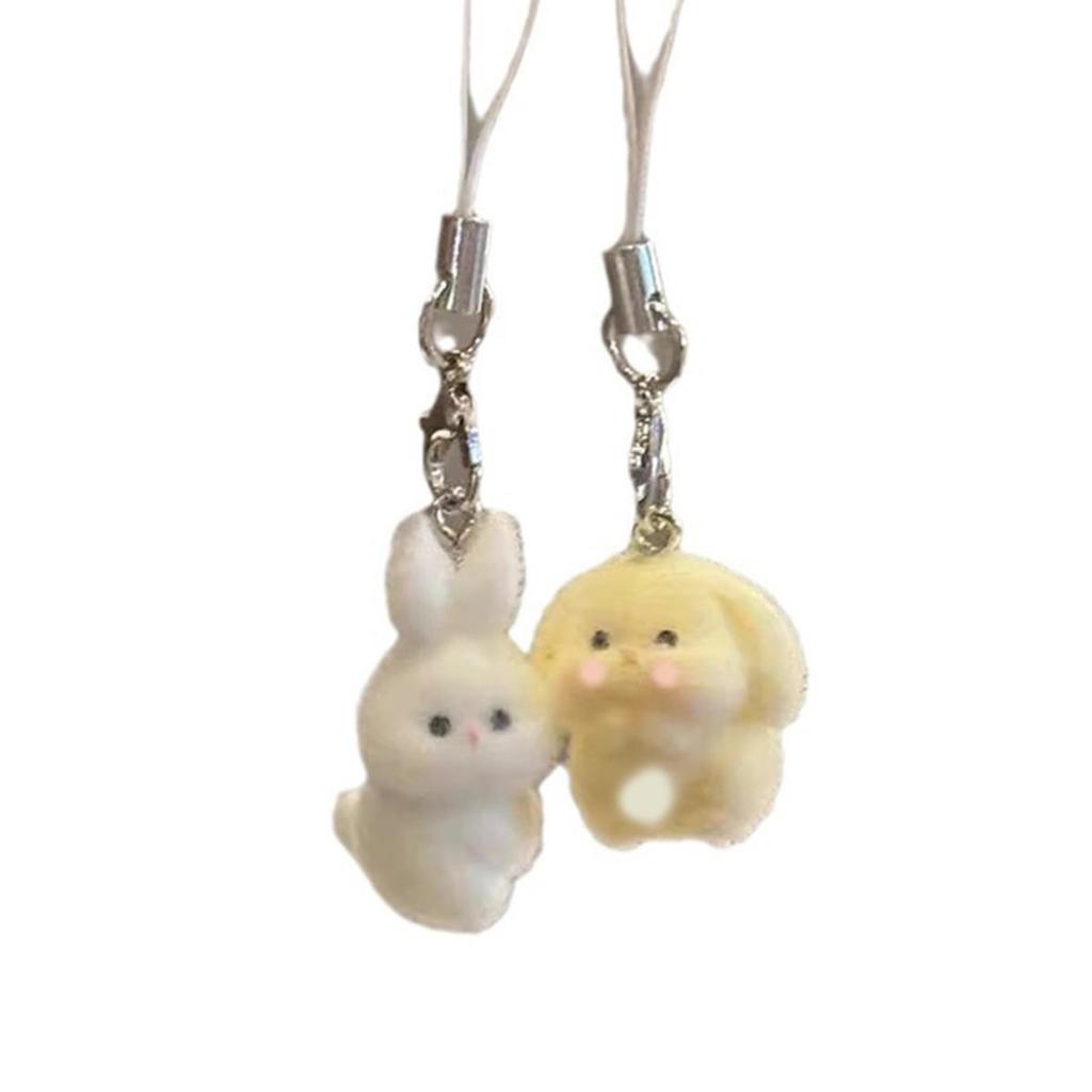 Cute Rabbit Keychain Pendant Cartoon Animal Shaped Keyrings Fashionable Flocking Key Rings Jewelry for Backpacks