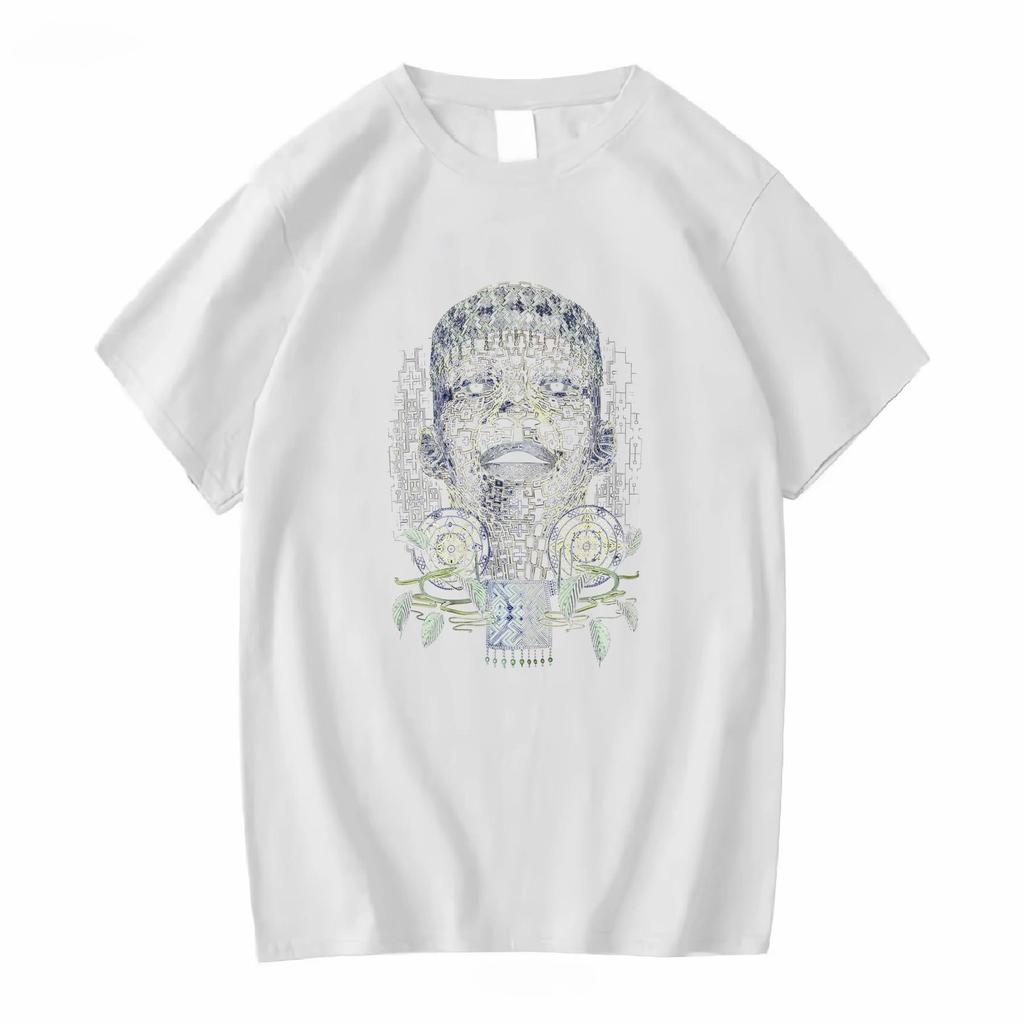 2025 Ny Casual Kortärmad T-shirt Tryck Bomull Normal Passform Rund Hals Andningsbar Lös Unisex Tee Män Kvinnor Kläder Anime