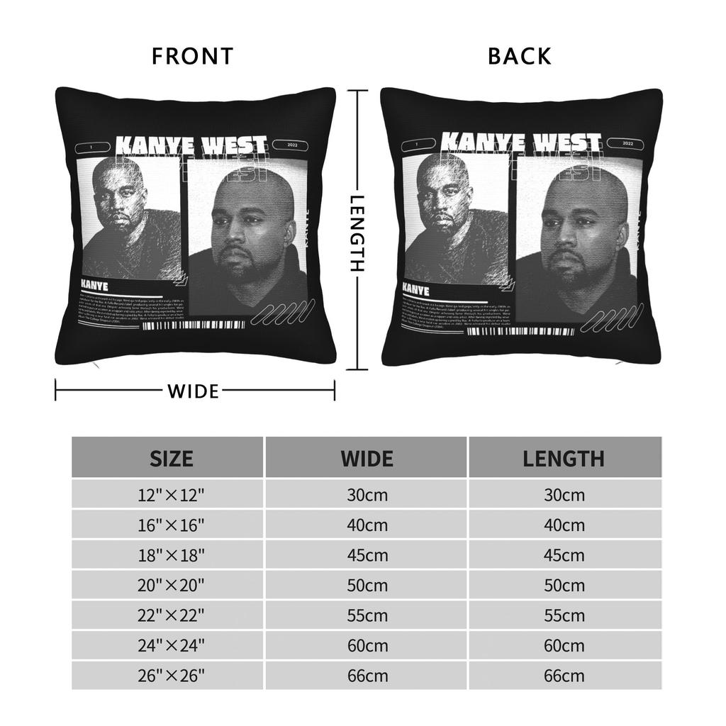 Kanye West Rapper Pillowcase Soft Polyester Cushion Cover Decorative Pillow Case Cover Sofa Zipper 18''