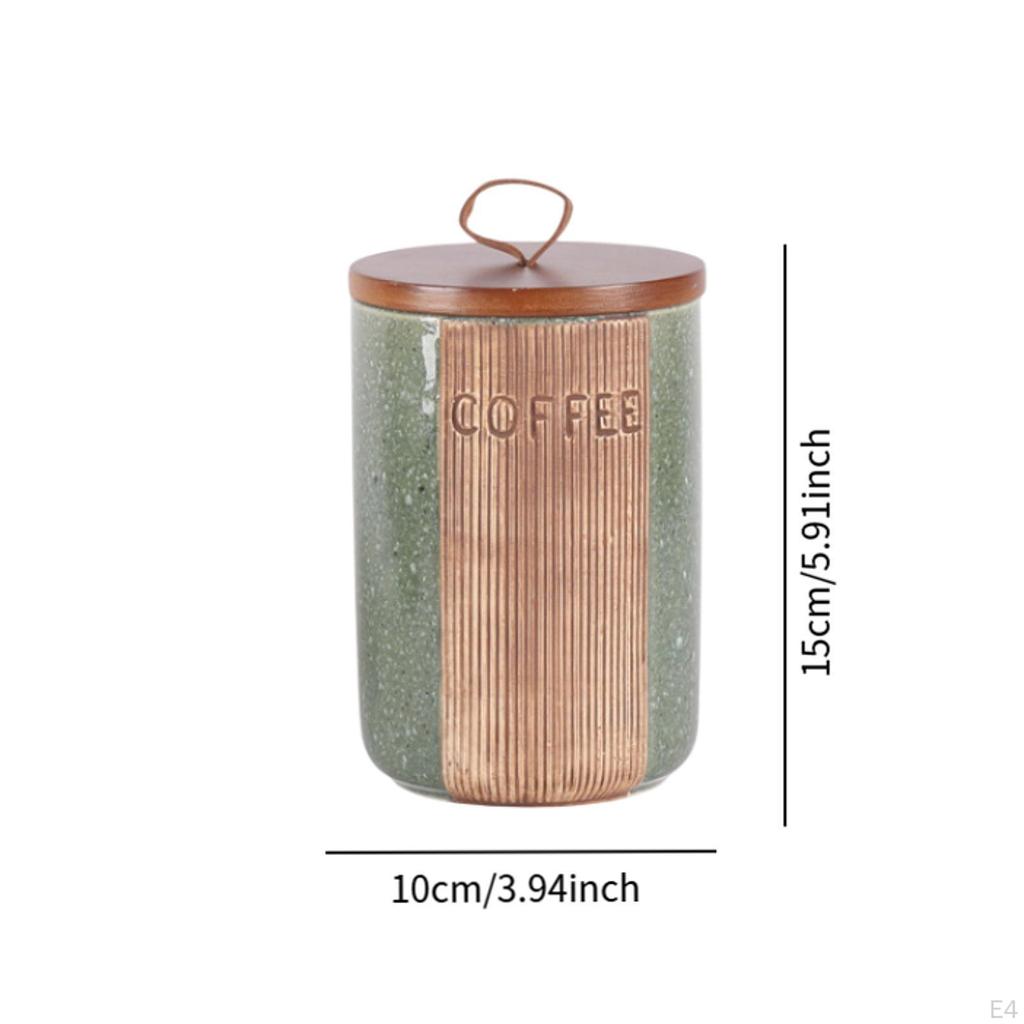Airtight Food Jar with Wooden Lid, Kitchen Canister for Countertop Display