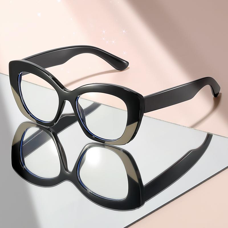 The new artistic style anti-blue light glasses feature cat-eye color-blocking accents, giving a sense of high-end flat light