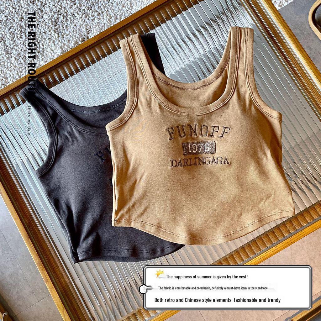 Baumwoll-Camisole-Weste im koreanischen Stil 1976 mit festem Brustpolster