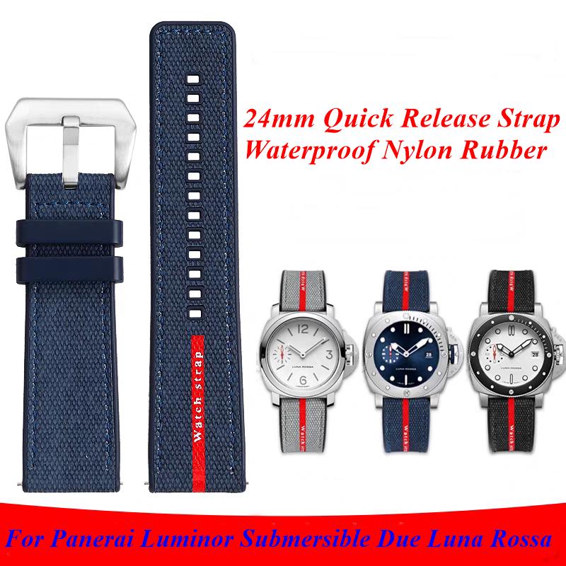 22/24/26mm For Panerai Luminor Submersible Due Luna Rossa PAM01314/1565/1404/441 Watch Strap Nylon Rubber Band Silicone Bracelet