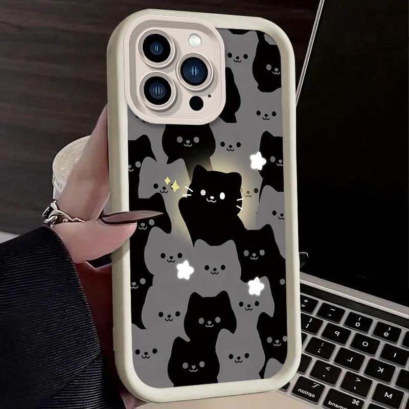 Lovely Cartoon Cat Couple Phone Case For IPhone 17 16 15 14 13 12 11 Pro Max 17 Air 14 Plus Shockproof Silicone Soft Cases Coque