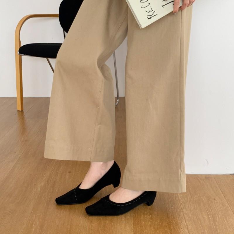 Coarse heel single shoes female versatile little fairy 2025 new shallow mouth small fragrant style work one pedal low heel Mary Jane shoes