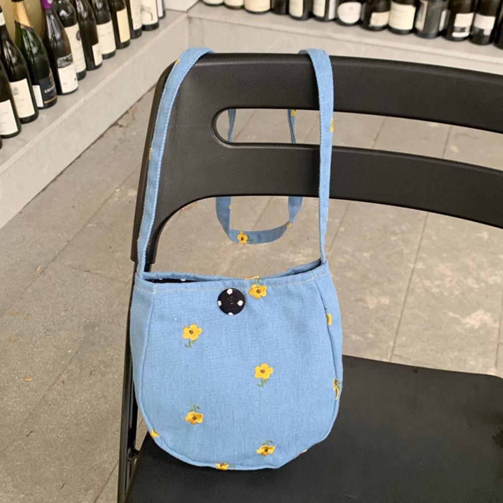 

Y2K Denim Canvas Bag Country Style Flower Shoulder Bag Embroidered Cherry Crossbody Bag Girl Style 1