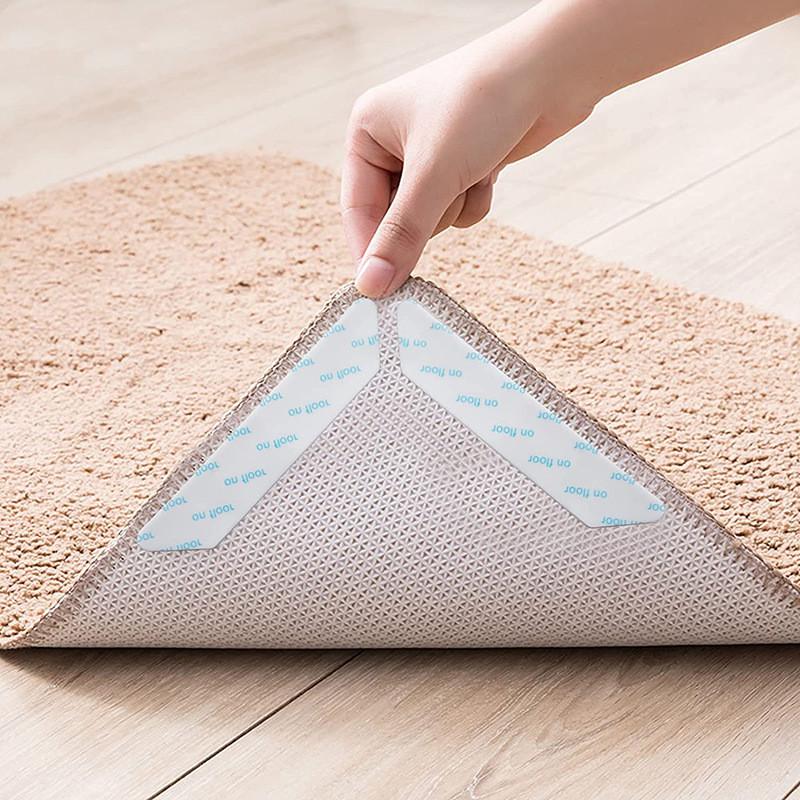 16/8pcs Carpet Non-slip Sticker Reusable Washable Anti Curling Carpet Patch Fixed Stickers Floor Rug Mat Tape Gripper Corner Pad