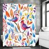 Colorful Leaf Bird Shower Curtain, Bathroom Decorative Shower Curtain, Waterproof Shower Curtain with Hooks