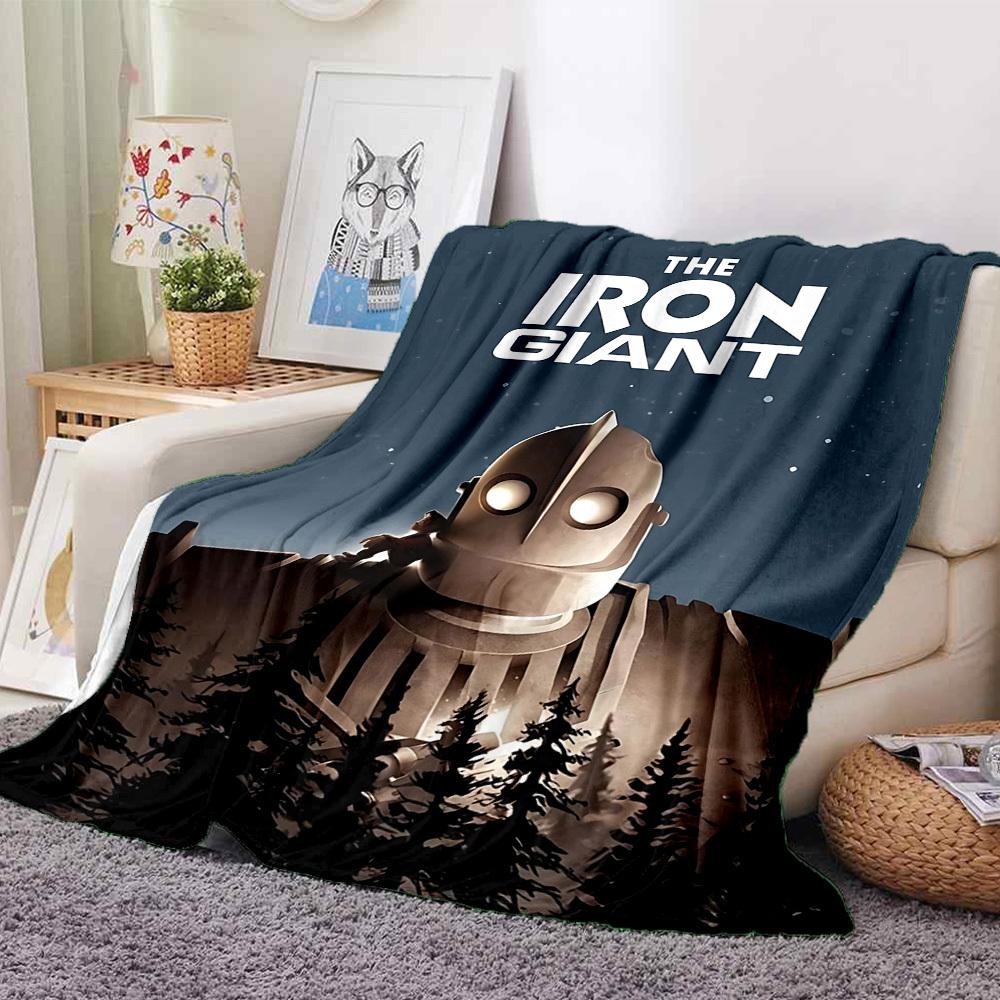 

1pc Iron Giant Adventure Flannel Throw Blanket - HD Printed Lightweight Soft Warm All-Season Blanket for Sofa, Bed, Travel, Camping 108 130cmx150cm