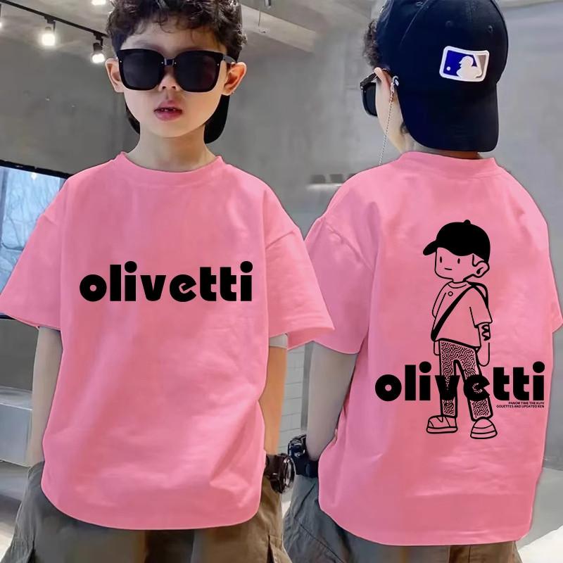 Childrens Tshirt cartoon casual pure cotton doublesided letter printed summer fashion short sleeved top 100