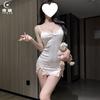 Night cat lingerie floral sexy slim fit sweet spice girl suspender hip nightdress home suit hip belt chest