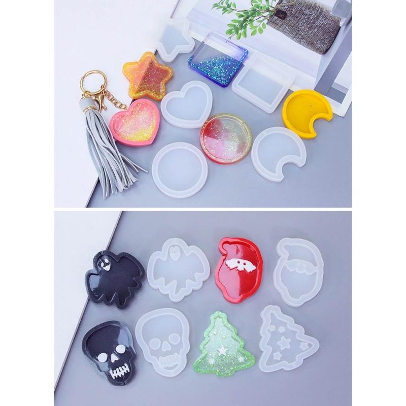 9 Stück Tiere Resin Schüttelformen Handgemacht Anhänger Dekoration Silikonformen Treibsand Schlüsselanhängerform Leicht zu Reinigen