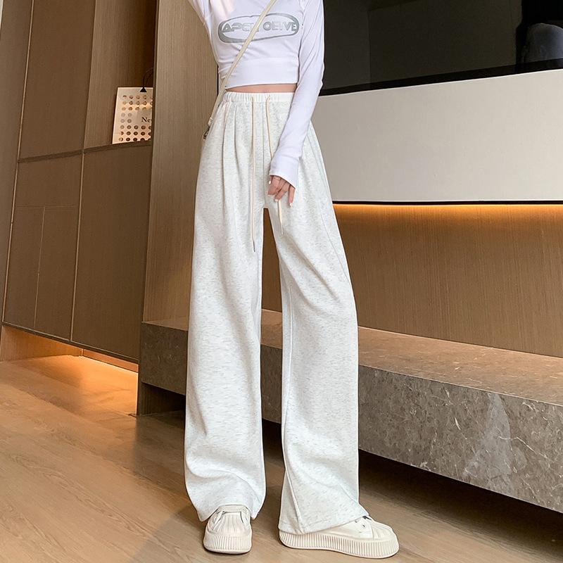 Black Sweatpants Women's Spring 2025 New High-waisted Loose Casual Sweatpants Drape Straight Wide-leg Pants