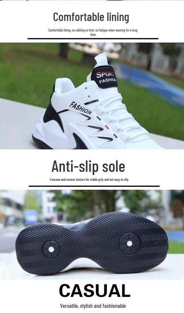 Men's High-Top Autumn and Winter Waterproof Leather Basketball Shoes - Non-Slip, Odor-Resistant Sneakers for Running and Versatile Use