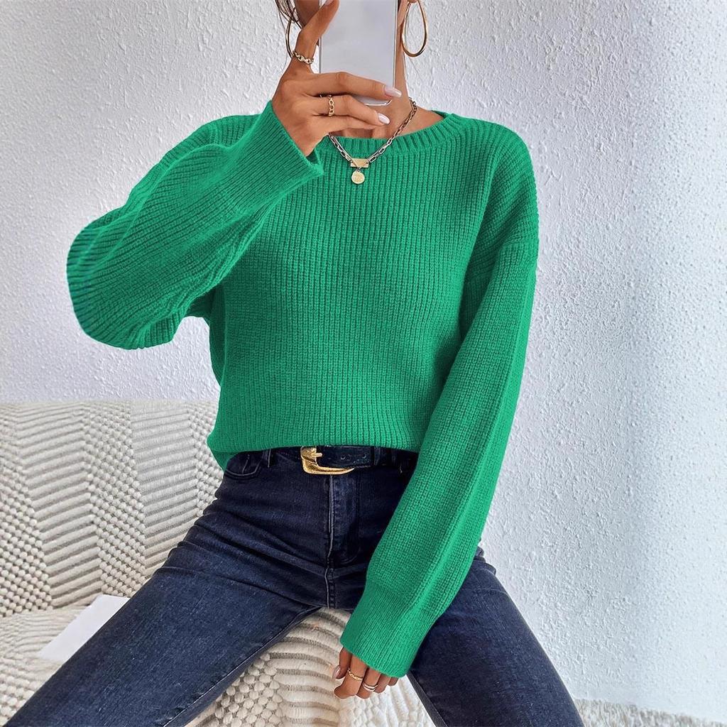 New Short Woolen Warm, Loose Long-sleeved Women's Knitted Sweater for Autumn and Winter