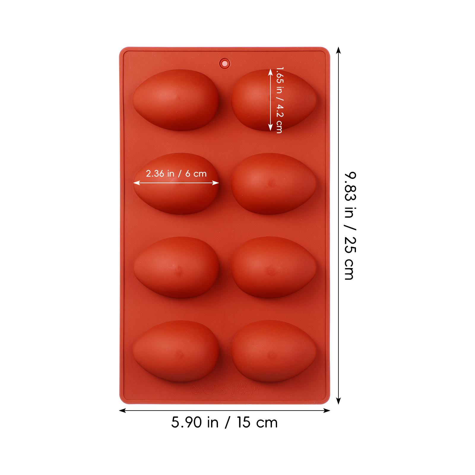 

8 Cavities Baking Cake Mold Food Grade Silicone Oven Safe Microwave Chocolate Candy Molds Egg Shape Reusable Easy Clean 25X15X2CM