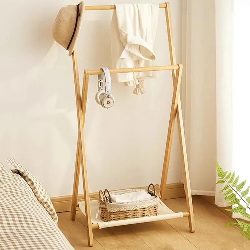 Foldable Bedroom Coat Rack Next To Bed Bathroom Shelf Floor Hanger Bathroom Towel Rack Clothing Storage Shelf