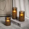 LED Pillar Candle Light Remote Control Fire-Free Acrylic Gray 3D Flame Home Halloween Christmas Easter New Year Decoration Soft