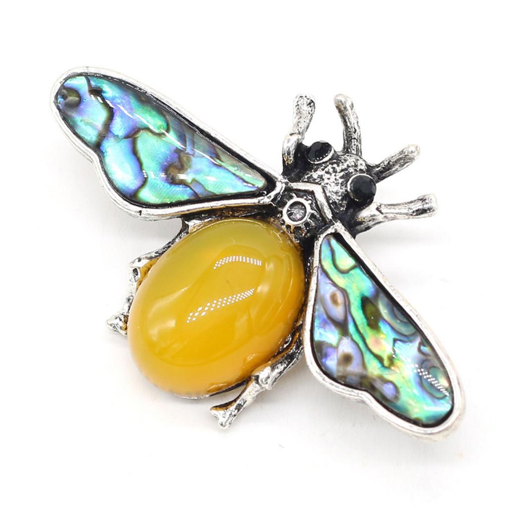 Classic Alloy Butterfly Brooch Pin With Faux Stone And Shell For Women Fashion Accessory