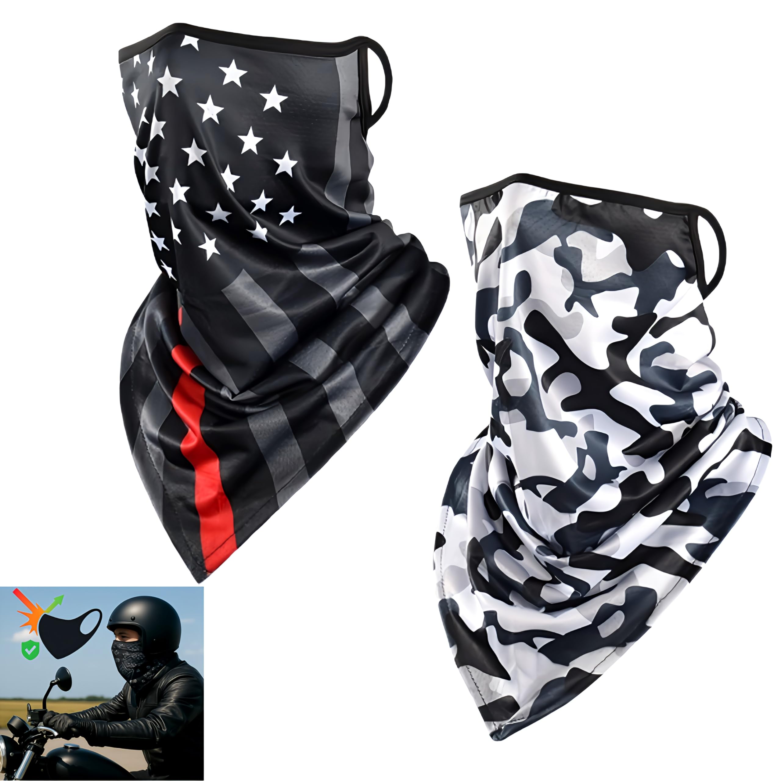 

coco plaza Motorcycle Face , Face Cover, Neck Cover, UV Protection, Ear Hooks, Set Free size