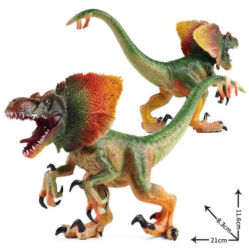 Double-Crested Dilophosaurus Model: Velociraptor Blue & Styracosaurus Dinosaur Toy Ornament